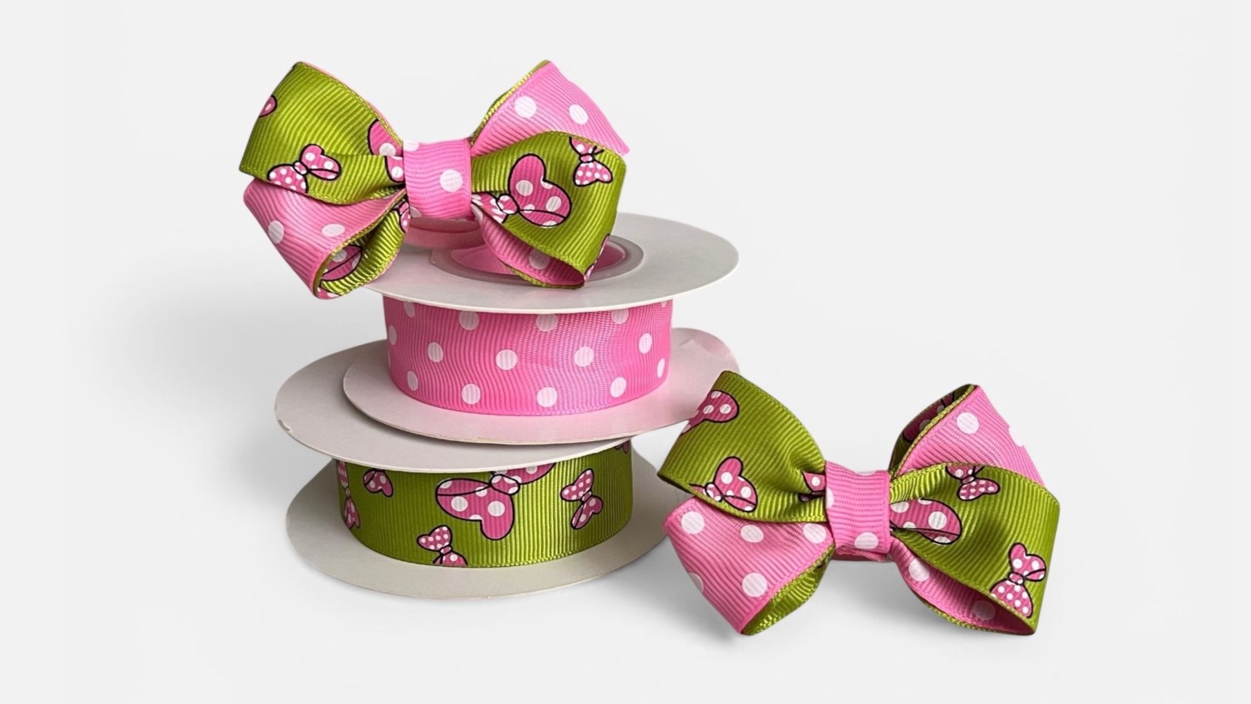 Нежные бантики из репса: горошек и оливка 🎀 Простой МК для начинающих