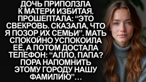 “Это свекровь!”, приползла дочь избитая. Мать спокойно набрала: “Папа? Напомним городу нашу фамилию”