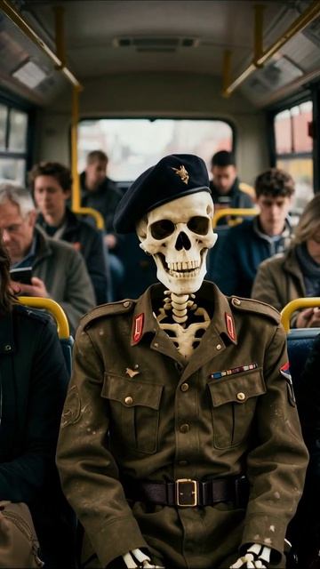 Одинокий скелет в переполненном автобусе #потерянность #жизнь #пессимизм