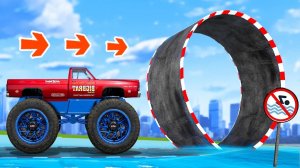 Как далеко монстр трак сможет проехать по мертвым петлям в гта 5 ?