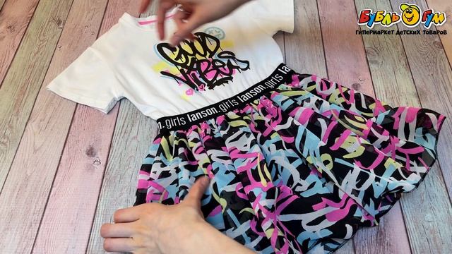 Платье Lanson Kids хлопковое с граффичным принтом разноцветное  - видео