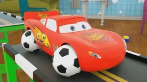 Изучаем фигуры вместе с шерифом и Молнией Маккуином Сборка автомобиля Детские стишки из мультфильма