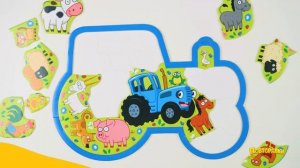 🍿 Синий Трактор - пазл 🧩 Собираем картинку и учим животных | Для малышей