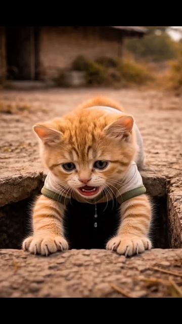 Котята играли в машинки, и один котенок упал в яму. #Котики️ #нейромульт #Мурр #котик #Огогого #Ко