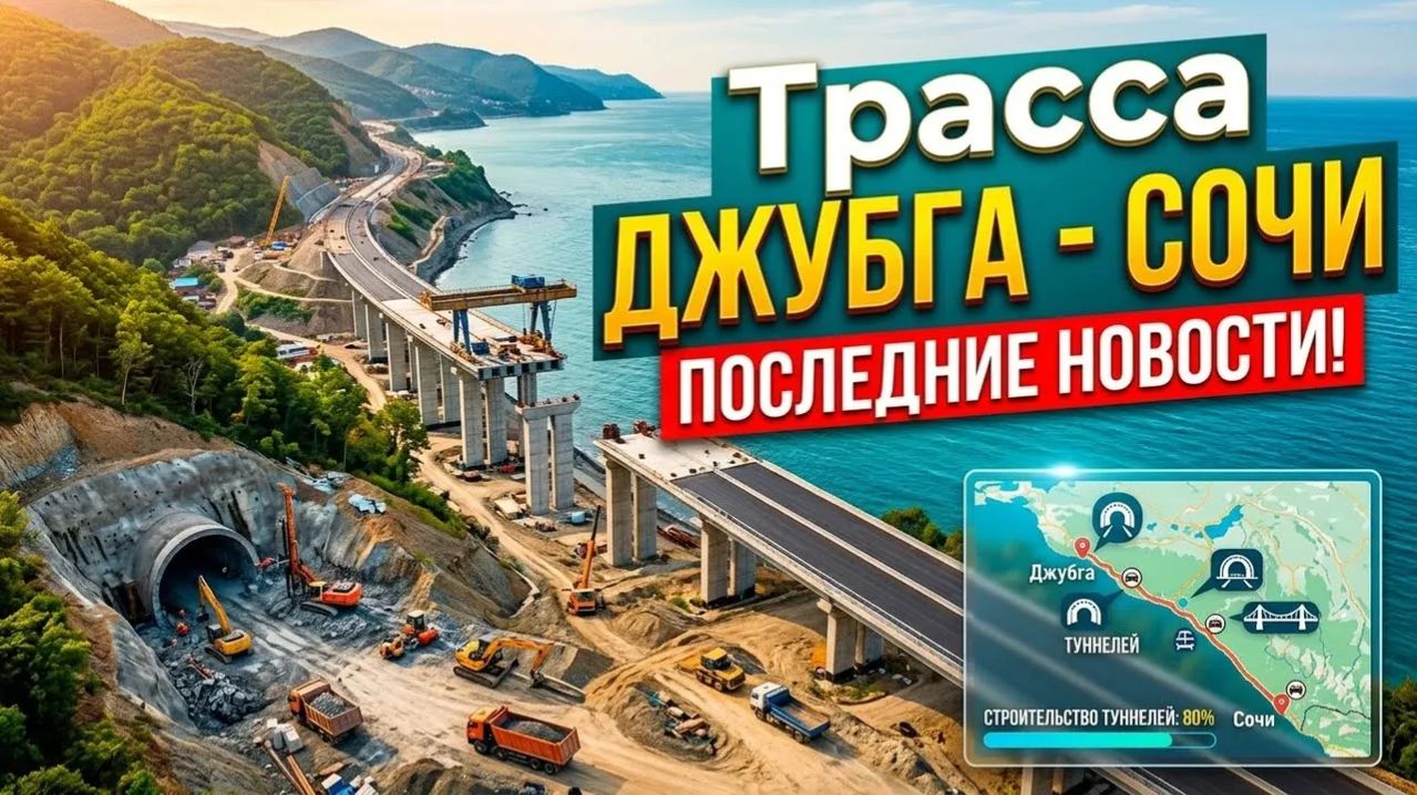 Трасса Джубга - Сочи и скоростная жд магистраль Москва - Сочи. Последние новости