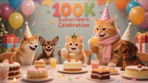 Тортовая вечеринка котёнка в тигровой шапочке — дождь, друзья и сюрприз из конфетти!