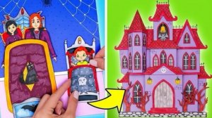 Принцесса против Вампира! 👑🧛 Розово-лиловый челлендж бумажных домов + DIY для котика
