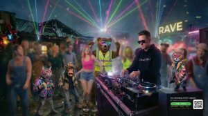 Рейв в деревне 24/7. Звёзды над головой, бас в груди. Кошачий продюсер и команда "рвут танцпол"