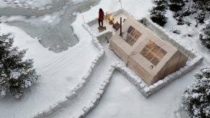 Снежный кемпинг с домашним комфортом у замёрзшего озера.