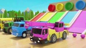 Детская машинка соскакивает с горки - Колеса на автобусе - Детские стишки и песенки для малышей