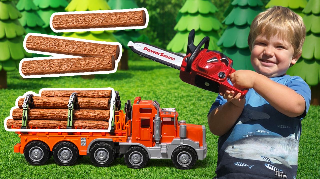 Лесовоз  большая машина для перевозки брёвен - Машинки для детей