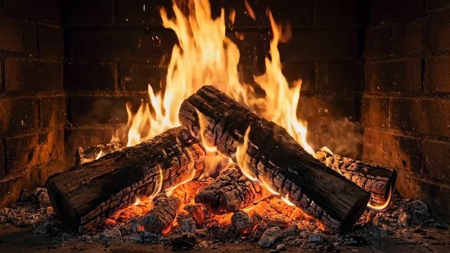 Уютный камин 4K — треск огня (2 часа)
