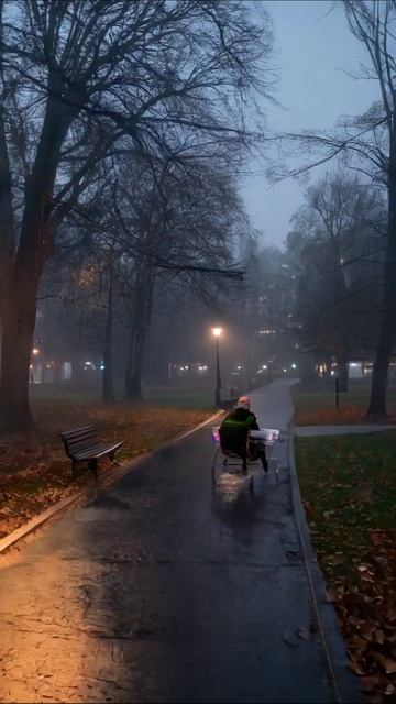 Тайна вечернего парка в тумане #туман #парк #вечер