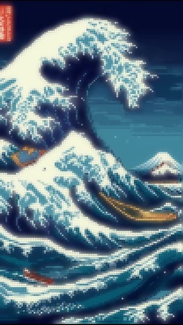 ИИ воссоздаёт «Большую волну» Хокусая — пиксель за пикселем