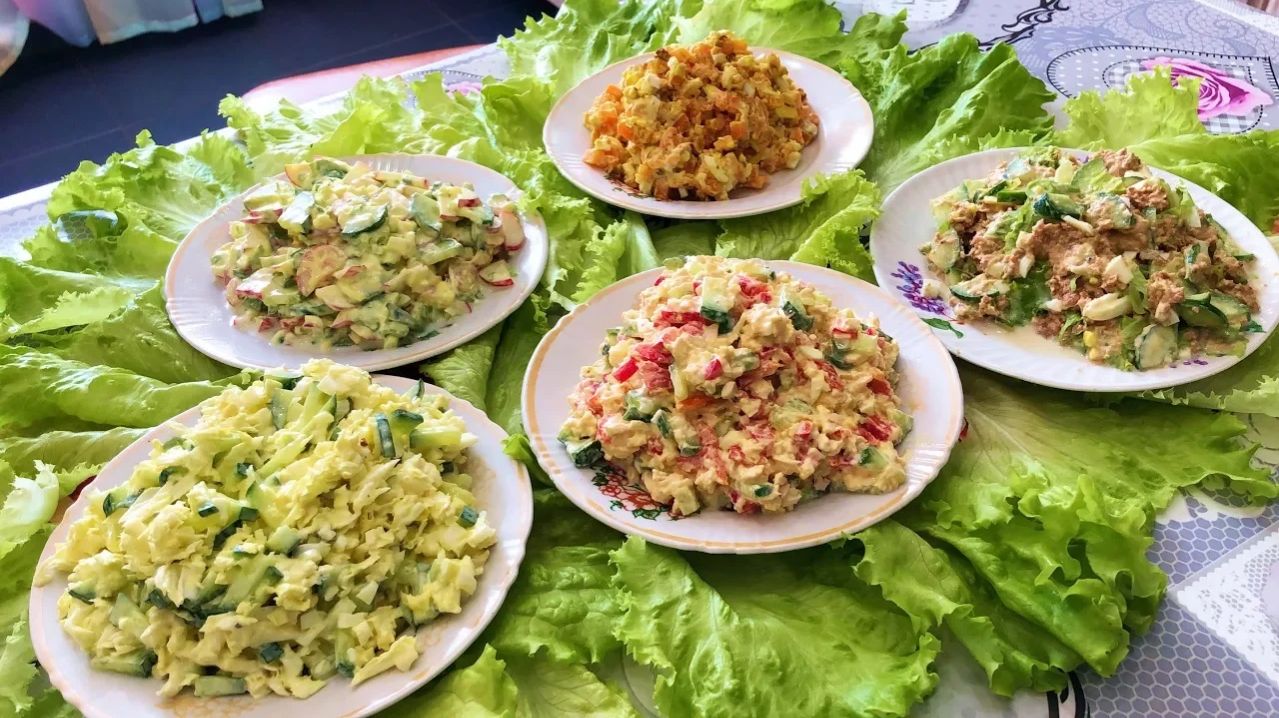 Готовим дома 5 Весенних САЛАТОВ. Быстрые Салаты для ленивых на Скорую Руку. Рецепты