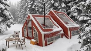 Кемпинг в сильную снежную бурю с нашей новой палаткой.