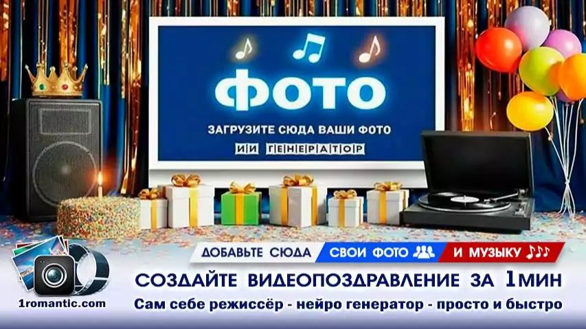 Видео из Фото на День Рождения | Сделать Бесплатно