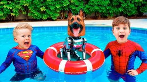 Рома и Оливер учатся быть супергероями Весёлые приключения для детей