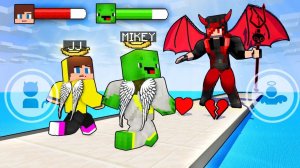 Джей Джей и Майки Энджелы против Гигантской девушки-дьявола в битве титанов. Майнкрафт Мультик