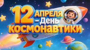 Мультфильм День космонавтики - Футаж заставка