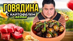 Тушеная ГОВЯДИНА с Картофелем Бейби в казане на костре!