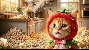 Эксперимент Киттен с попкорном выходит из-под контроля, но мама-кошка остаётся спокойной