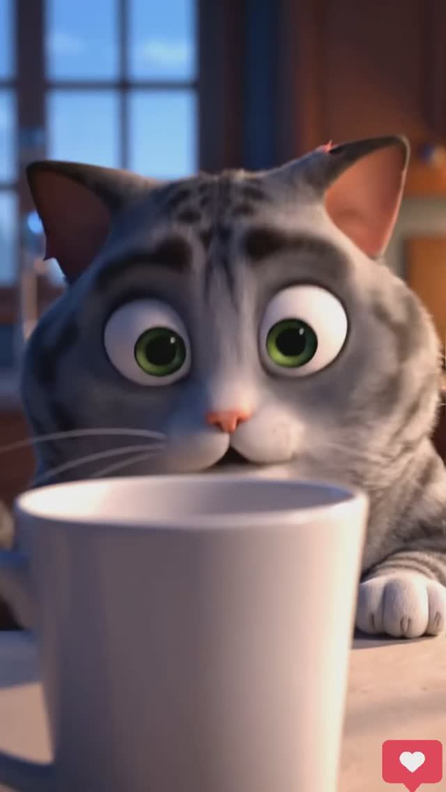 Кот разбил кружку и притворился невиновным 😼 Пиксар-прикол