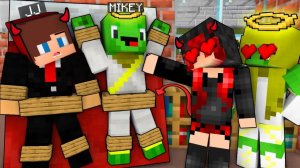 Джей Джей Дьявол и Майки Энджел проклинают любовь Злой девушки и Райской женщины. Майнкрафт Мультик