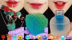 Подборка ASMR-видео с эмодзи и мукбангом (22 минуты): еда, музыка, конфеты, забавное желе, восковые