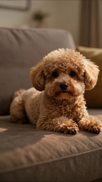 Очаровательный пудель на диване #пудель #собака #домашнийлюбимец