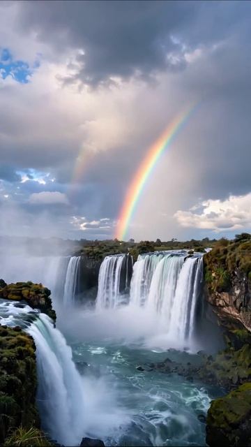 Водопады и радуга: завораживающая красота природы #природа #водопады #радужныймир