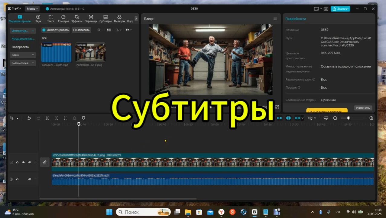 Субтитры локально.