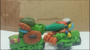 Возращение героя - мультики про танки из пластилина.