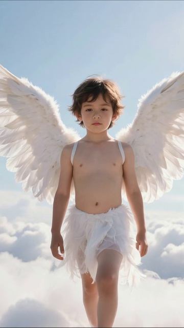 Необычный ангел среди облаков #ангел #дитя #волшебство