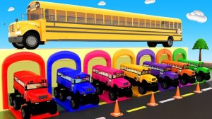 Цвета автобусов для детей школьные автобусы, парковки, уличные транспортные средства, 3D-изображения