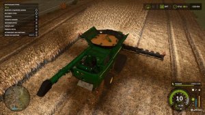 Сбор кукурузы на гусеничном комбайне ночью FS25