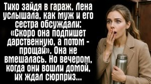 Истории из жизни. Тихо зайдя в гараж, Лена услышала, как муж и его сестра обсуждали： «Скоро она