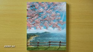 Нарисуем пейзаж с веткой сакуры / Урок акриловой живописи