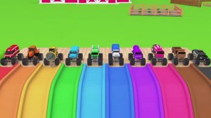 Изучаем цвета с помощью 9 уличных машинок и неожиданного футбольного мяча Надувная игрушка для детей