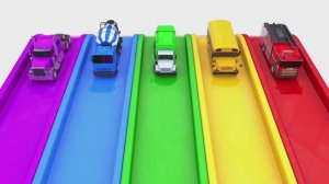 Изучаем цвета с Пакманом — горка, мяч-паук, экскаватор, уличная техника для детей