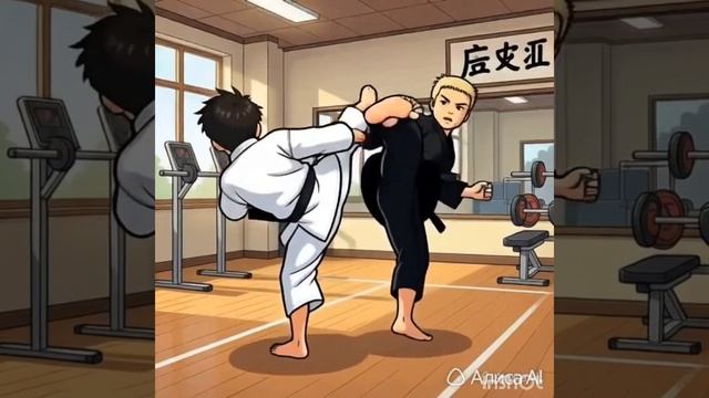 Каратэ спаринг сгенерировано ИИ смотреть онлайн