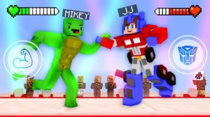 Гигантский Джей Джей Оптимус Прайм против титана Майки в битве трансформеров. Майнкрафт Мультик