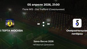 Четвёртый Дивизион. Герта Москва - Омерзительная пятерка. Лига CityFootball
