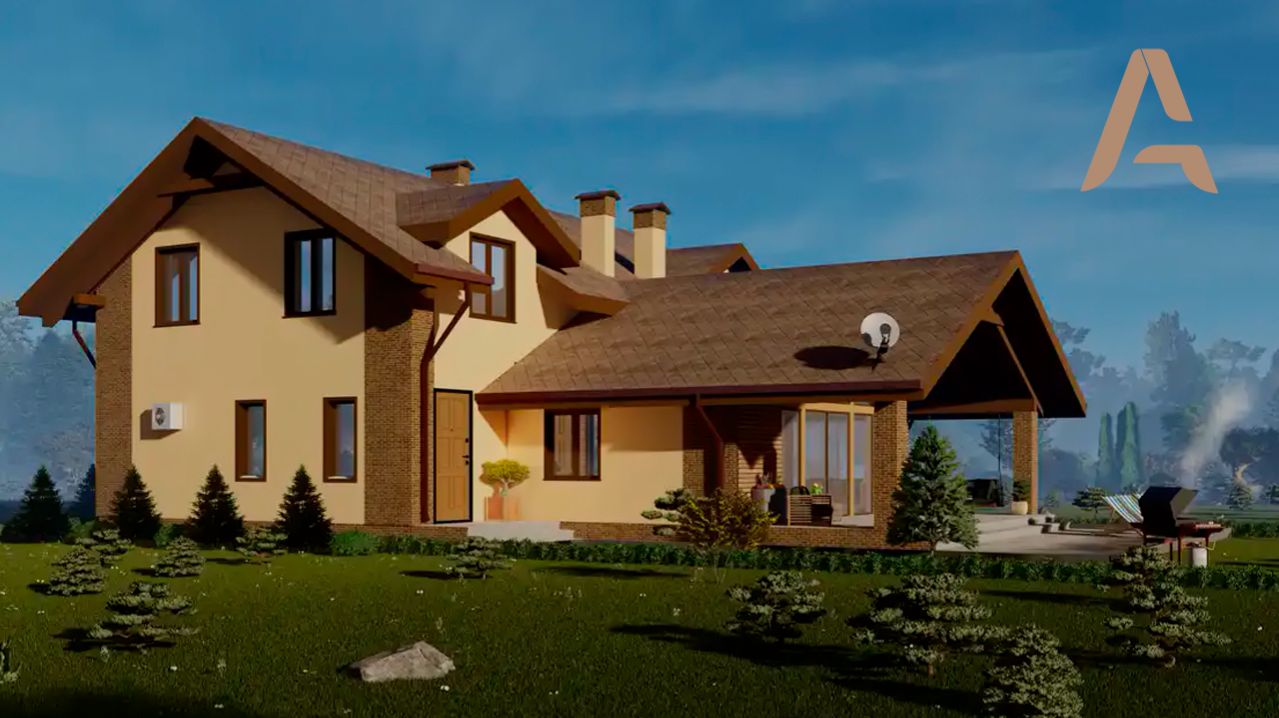 Вдохновляющий дом с уютной планировкой. Проект дома с мансардой и шикарной крытой террасой