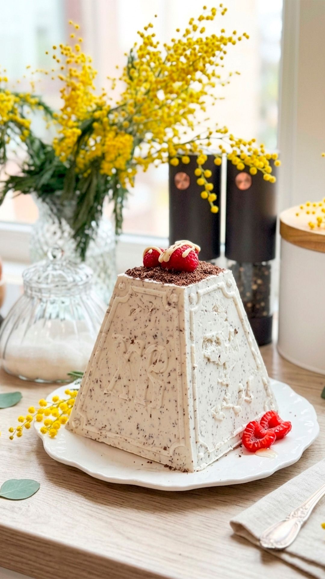 Творожная пасха с вишней и шоколадной крошкой без заваривания. Простой рецепт. Так еще не готовили!