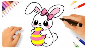 Как нарисовать милого пасхального кролика в стиле кавайи 🐇