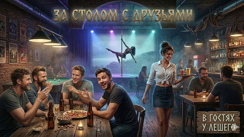 За столом, с друзьями