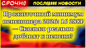Прожиточный минимум пенсионера 2026: 16 288₽ — Сколько реально добавят к пенсии?