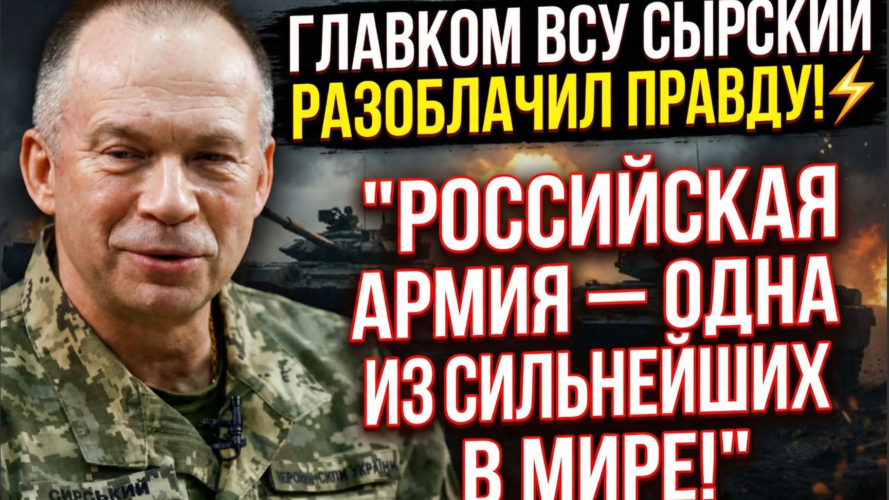 ⚡ ГЛАВКОМ ВСУ СЫРСКИЙ РАЗОБЛАЧИЛ ПРАВДУ! 