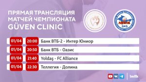 Матчи Чемпионата GÜVEN CLINIC Любительской мини-футбольной лиги Крыма в Первом и Втором дивизионах